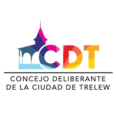 Logotipo del Concejo Deliberante de Trelew, Chubut. Muestra esquema del kiosco central de la plaza, construcción histórica de Trelew.